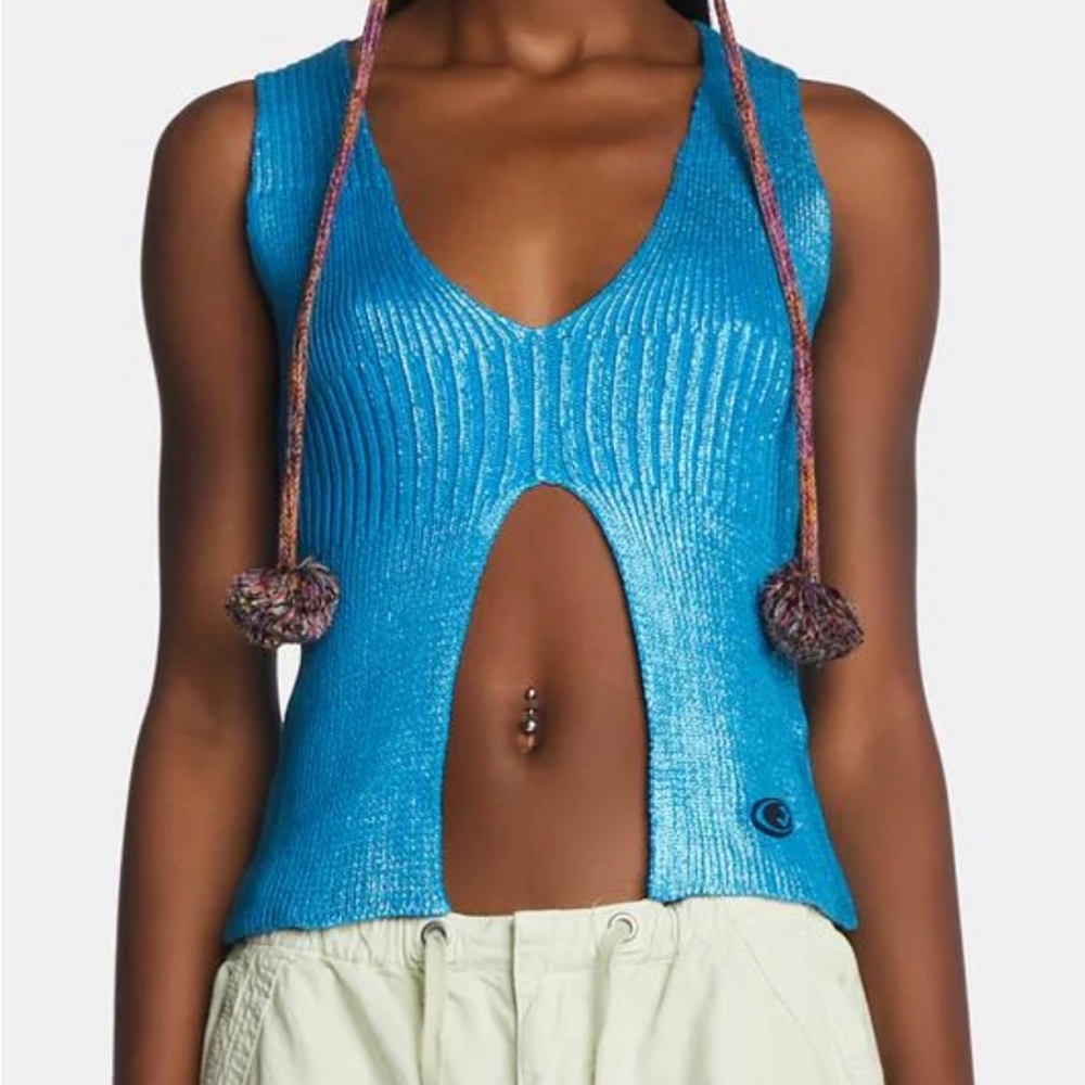 Jaded London Blue Knit Crop Top